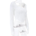 Autumn & Winter long-sleeved U-neck water ripple slim fit top T-shirt nowadaysfashion