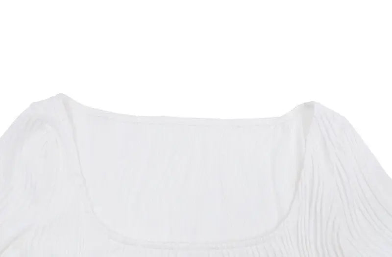 Autumn & Winter long-sleeved U-neck water ripple slim fit top T-shirt nowadaysfashion