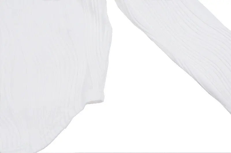 Autumn & Winter long-sleeved U-neck water ripple slim fit top T-shirt - Blade & Thread