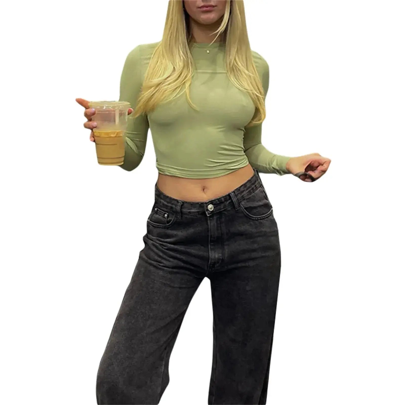 Autumn Winter Y2k Crop Women Long Sleeve T Shirt O Neck Slim Fit Pullovers nowadaysfashion