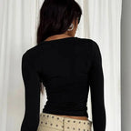 Autumn Winter Y2k Crop Women Long Sleeve T Shirt O Neck Slim Fit Pullovers nowadaysfashion