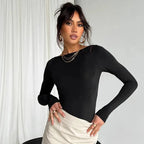 Autumn Winter Y2k Crop Women Long Sleeve T Shirt O Neck Slim Fit Pullovers nowadaysfashion