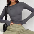 Autumn Winter Y2k Crop Women Long Sleeve T Shirt O Neck Slim Fit Pullovers nowadaysfashion