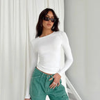 Autumn Winter Y2k Crop Women Long Sleeve T Shirt O Neck Slim Fit Pullovers nowadaysfashion