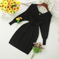 Autumn Women Sexy Elegant Knitted Dress Backless V Neck Sash Tie Up High Waist Dresses nowadaysfashion