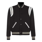 Aviator Wool Jacket Spring And Autumn Black And White Stitching Any Means Necessary Clothing