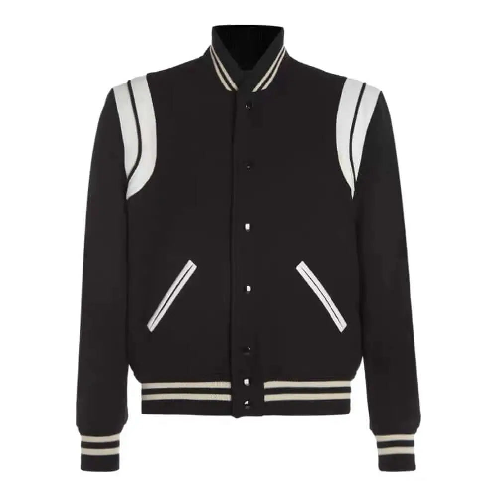 Aviator Wool Jacket Spring And Autumn Black And White Stitching Any Means Necessary Clothing