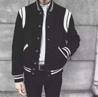Aviator Wool Jacket Spring And Autumn Black And White Stitching Any Means Necessary Clothing