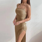 Backless Bandage  Bodycon Halter Neck Split Party Dresses nowadaysfashion