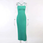Backless Bandage  Bodycon Halter Neck Split Party Dresses nowadaysfashion