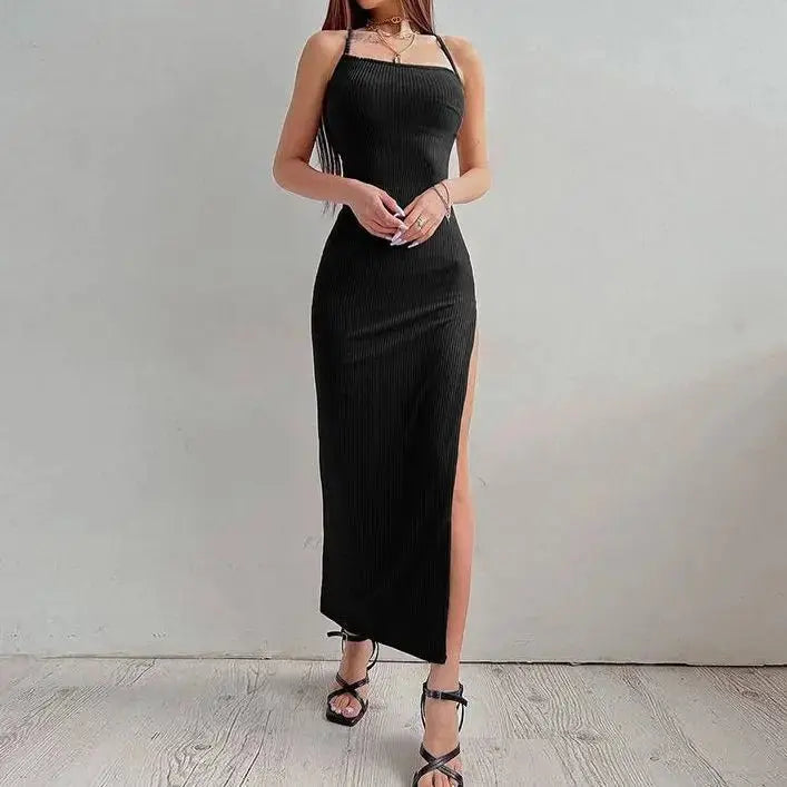 Backless Bandage  Bodycon Halter Neck Split Party Dresses nowadaysfashion