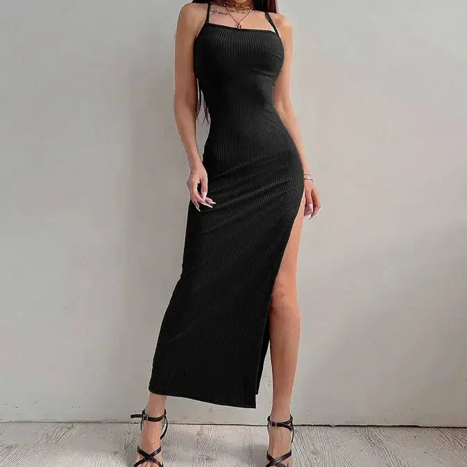 Backless Bandage Bodycon Halter Neck Split Party Dresses - Blade & Thread