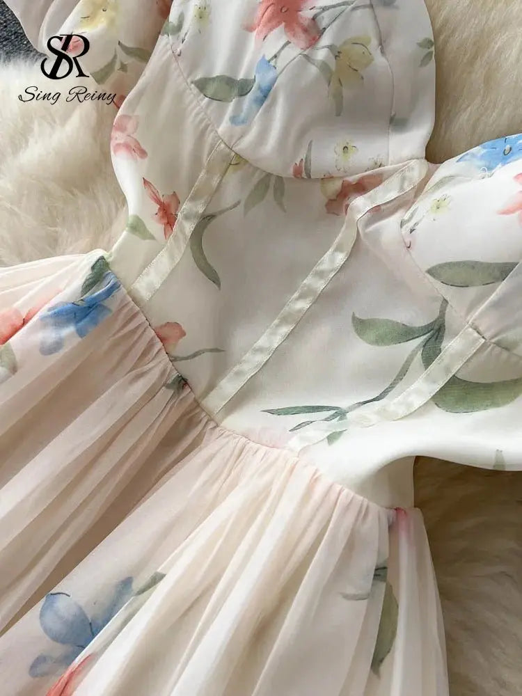 Backless Bow Sweet Print Off the Shoulder Sexy Strap Dress - Blade & Thread