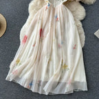 Backless Bow Sweet Print Off the Shoulder Sexy Strap Dress nowadaysfashion