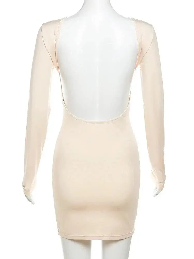 Backless Full Sleeve O-neck Basic Fit Bodycon - Blade & Thread