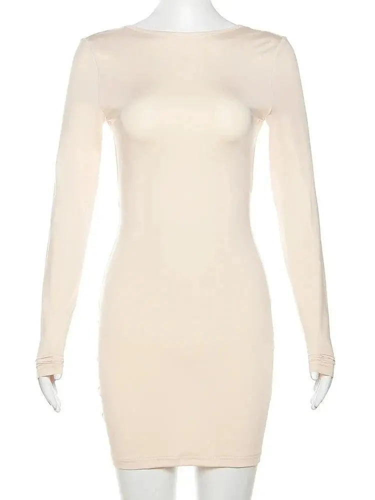 Backless Full Sleeve O-neck Basic Fit Bodycon - Blade & Thread
