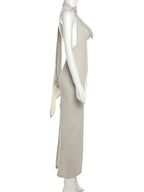 Backless Halter Evening Dress With Scarf Hollow Back Split Skinny nowadaysfashion