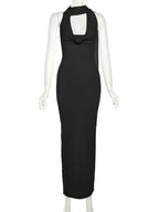 Backless Halter Evening Dress With Scarf Hollow Back Split Skinny nowadaysfashion