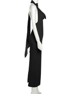 Backless Halter Evening Dress With Scarf Hollow Back Split Skinny nowadaysfashion