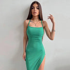 Backless Halter Neck Split Bandage Bodycon Dress nowadaysfashion