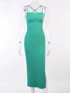 Backless Halter Neck Split Bandage Bodycon Dress nowadaysfashion