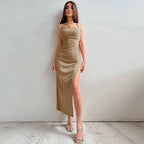 Backless Halter Neck Split Bandage Bodycon Dress nowadaysfashion