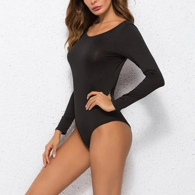 Backless Long Sleeve Bodysuit Women Solid Slim Regular Bodysuits Sexy Hot Clothes - Blade & Thread