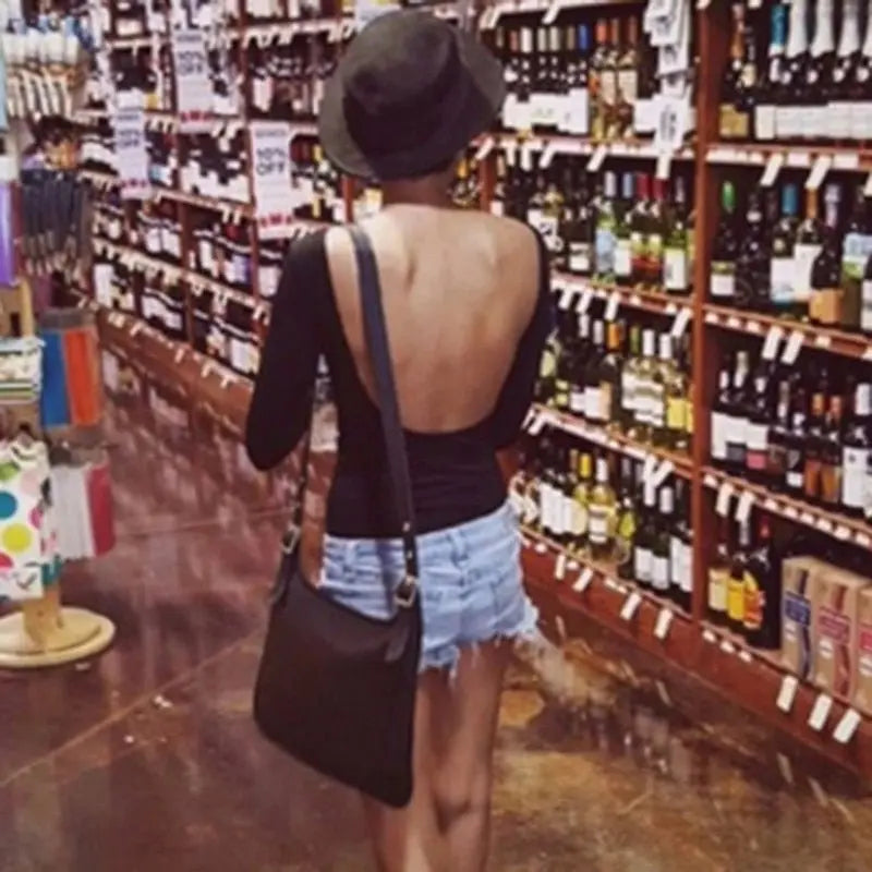Backless Long Sleeve Bodysuit Women Solid Slim Regular Bodysuits Sexy Hot Clothes - Blade & Thread