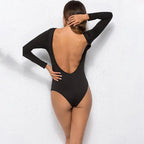 Backless Long Sleeve Bodysuit Women Solid Slim Regular Bodysuits Sexy Hot Clothes nowadaysfashion
