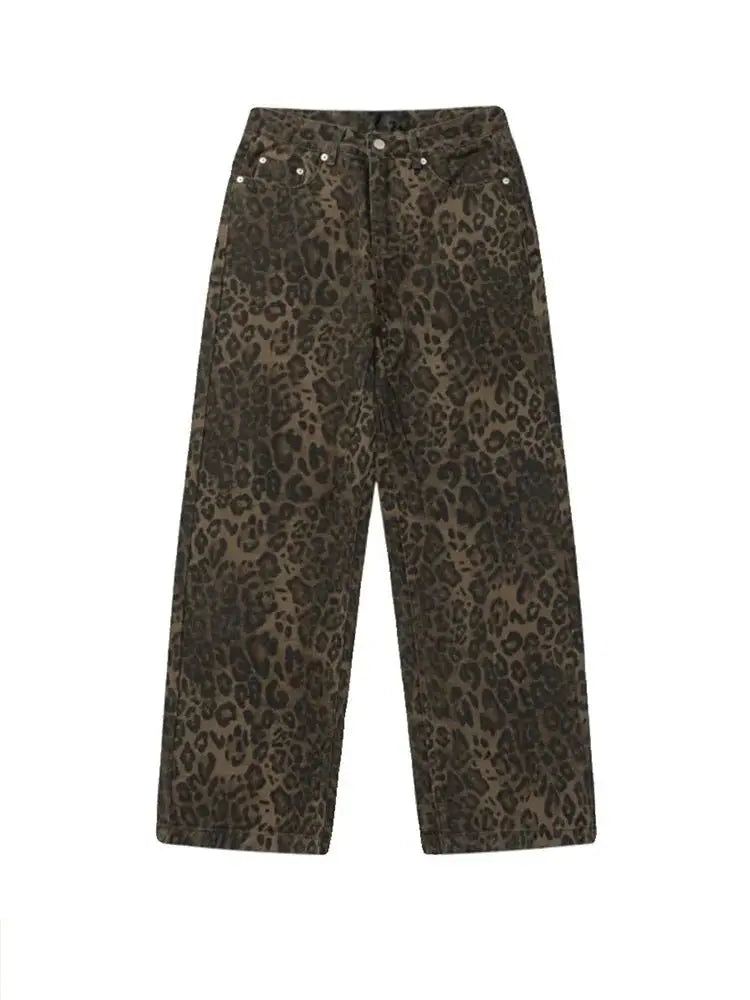 Baggy Leopard Print Y2k Jeans Women - Blade & Thread