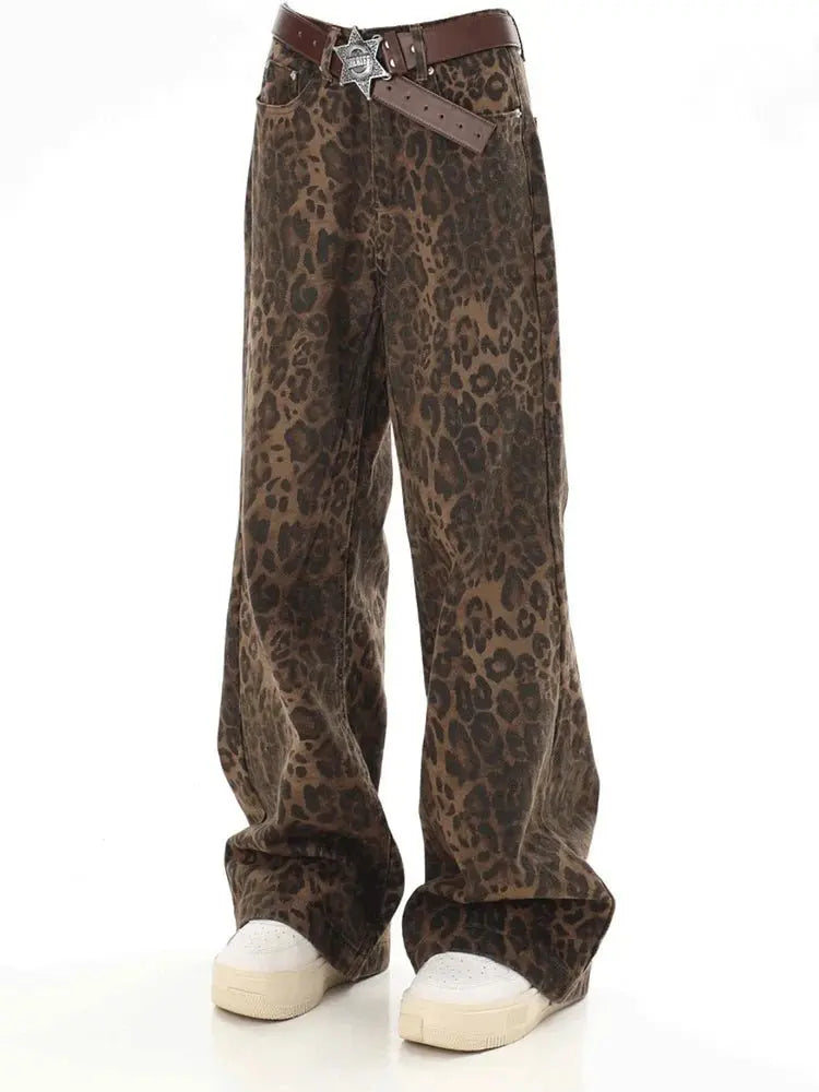 Baggy Leopard Print Y2k Jeans Women nowadaysfashion