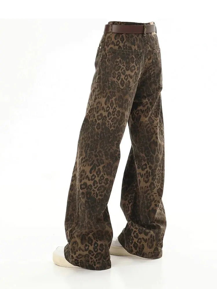 Baggy Leopard Print Y2k Jeans Women nowadaysfashion