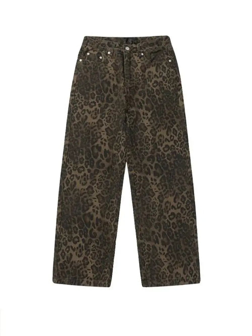 Baggy Leopard Print Y2k Jeans Women nowadaysfashion