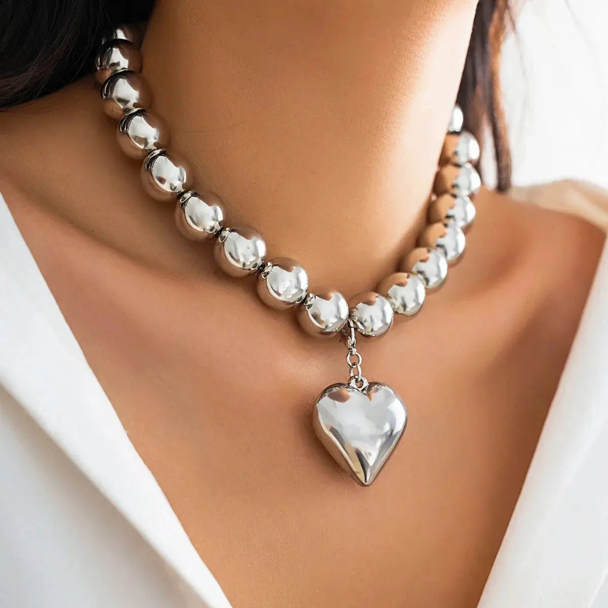 ball chain necklace Heart Pendant Choker Collar nowadaysfashion