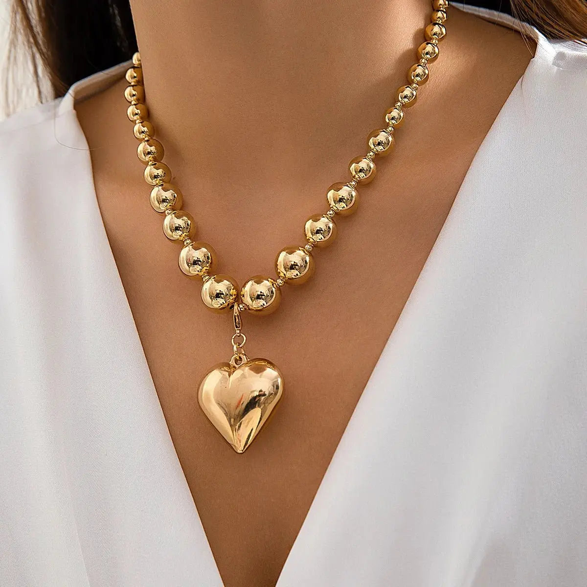 ball chain necklace Heart Pendant Choker Collar nowadaysfashion