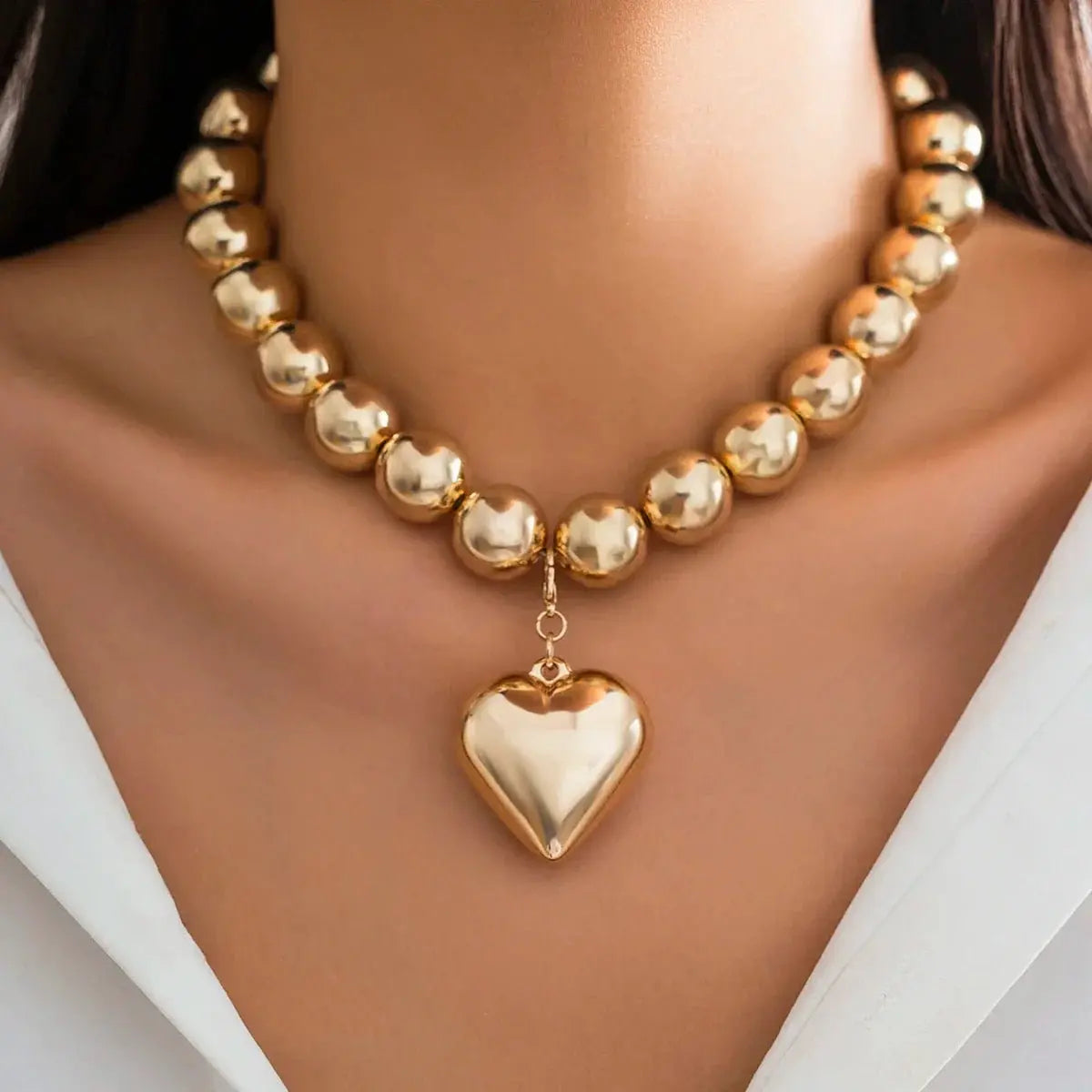 ball chain necklace Heart Pendant Choker Collar nowadaysfashion