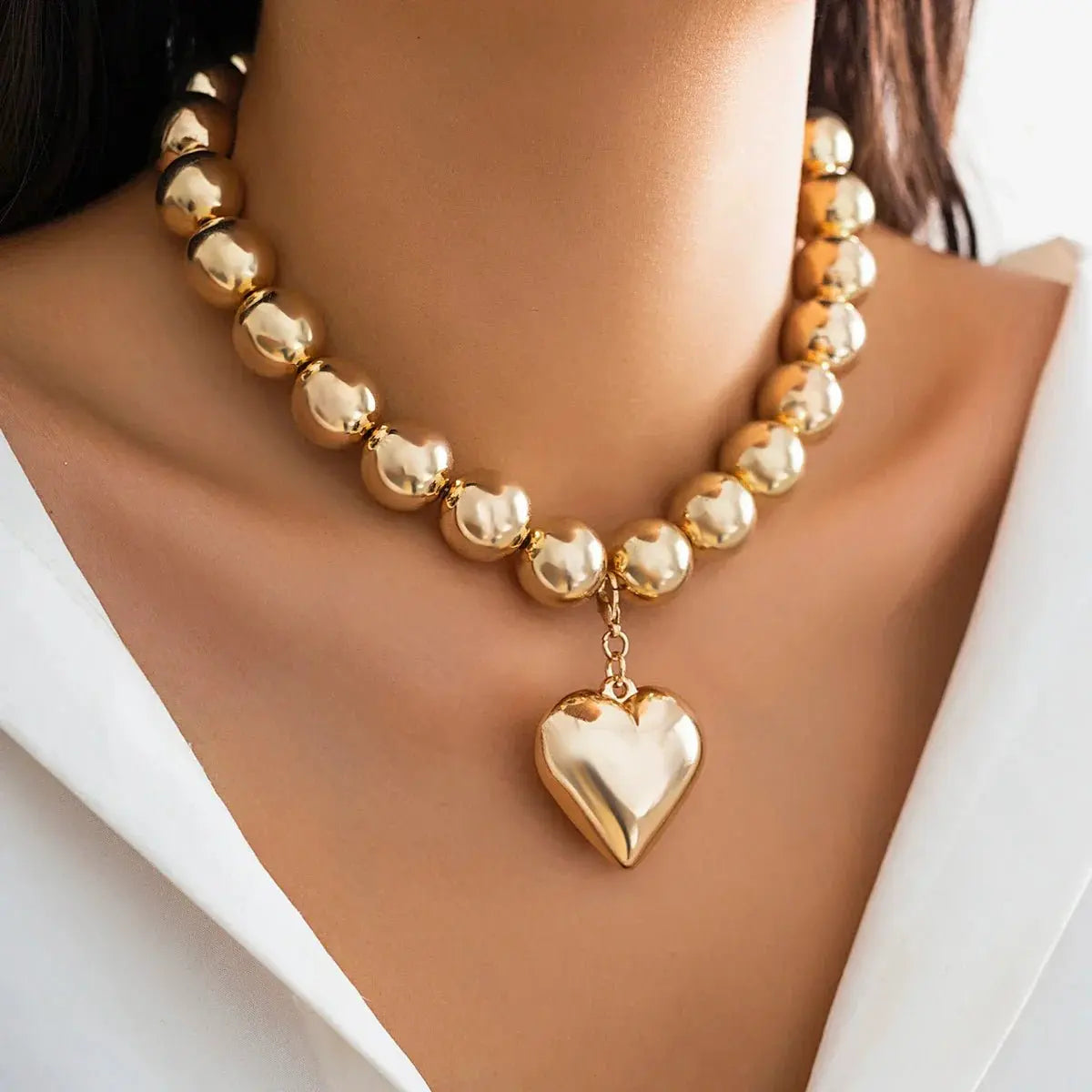 ball chain necklace Heart Pendant Choker Collar nowadaysfashion