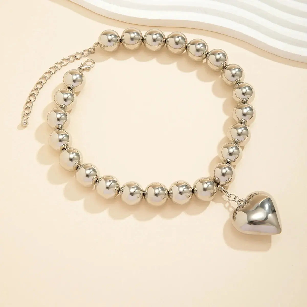 ball chain necklace Heart Pendant Choker Collar nowadaysfashion