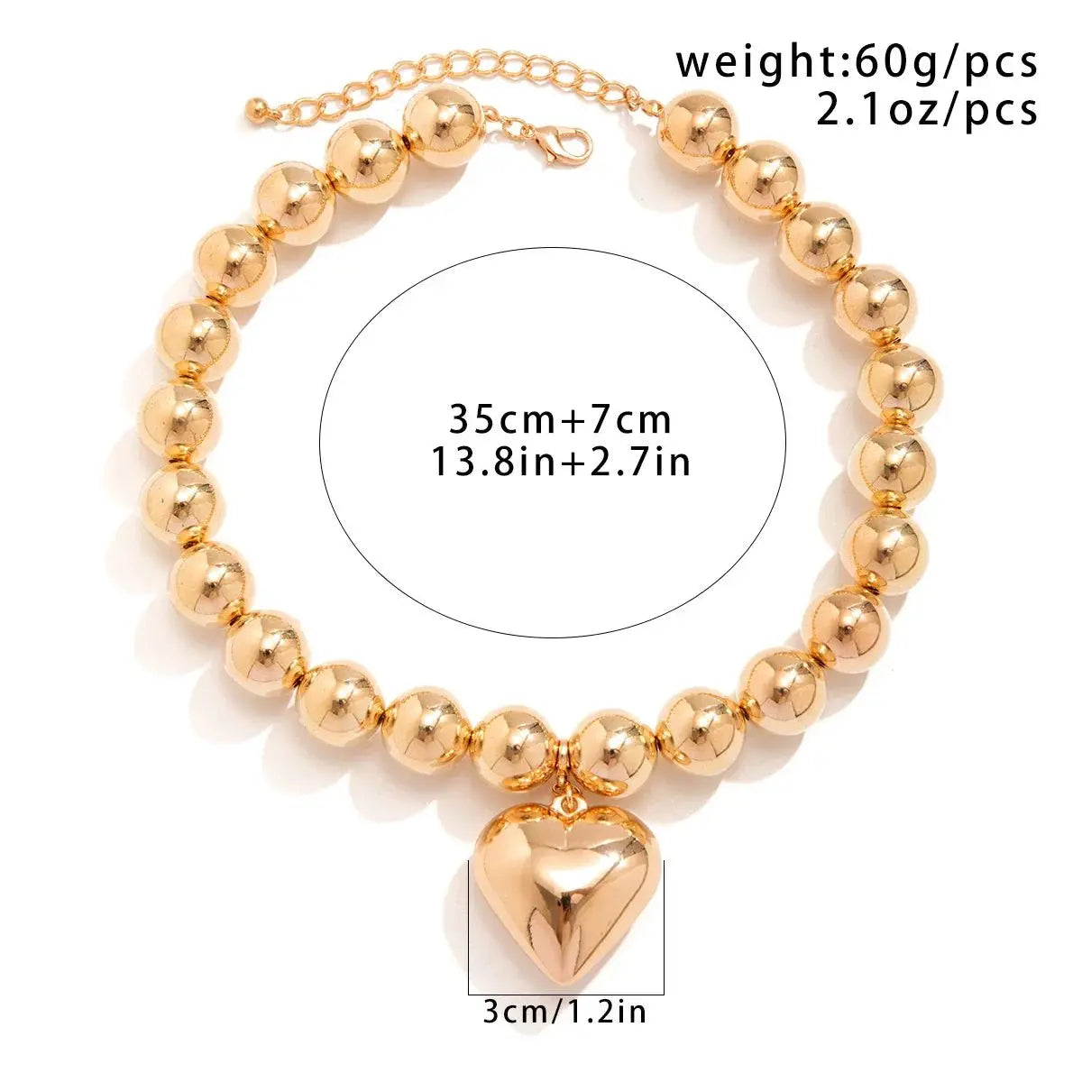 ball chain necklace Heart Pendant Choker Collar - Blade & Thread