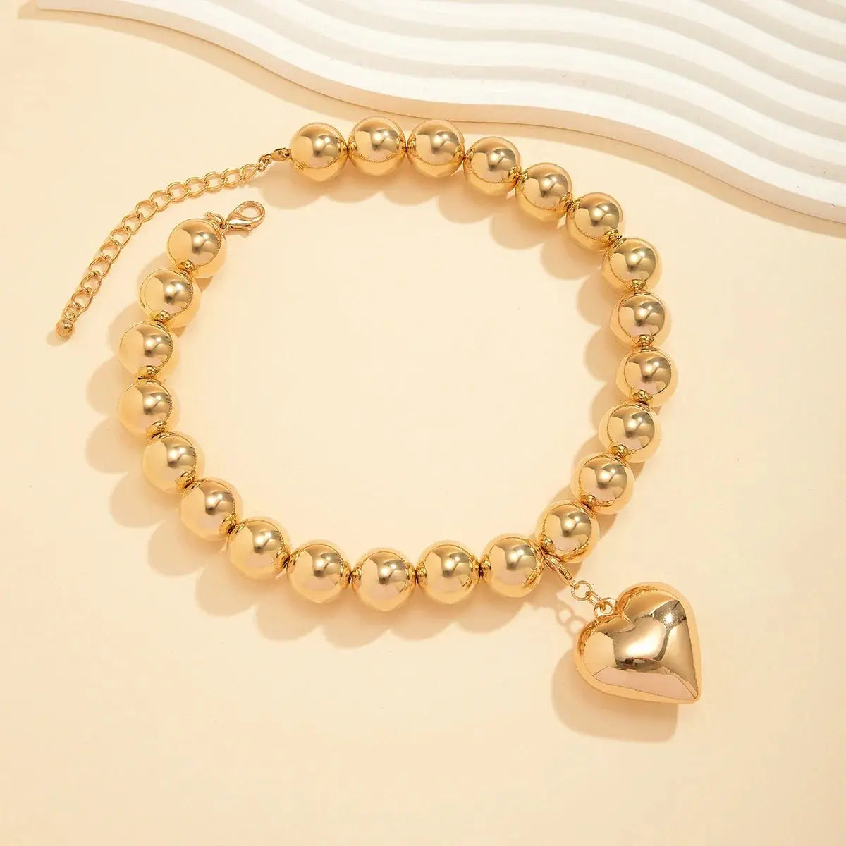 ball chain necklace Heart Pendant Choker Collar - Blade & Thread