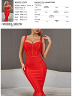 Bandage Dress Spaghetti Strap Red  Dress Bodycon Mermaid Sleeveless Dresses nowadaysfashion