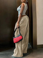 Basic Pocket High Waist Trousers Corduroy Streetwear Long Bottoms nowadaysfashion