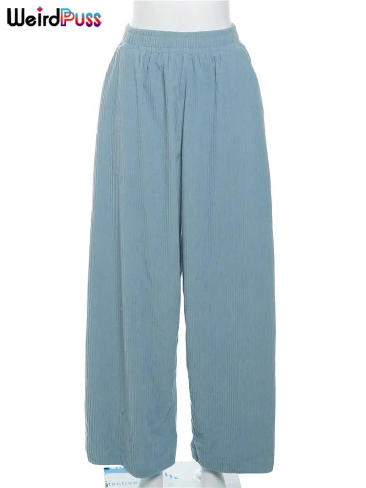 Basic Pocket High Waist Trousers Corduroy Streetwear Long Bottoms nowadaysfashion