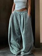 Basic Pocket High Waist Trousers Corduroy Streetwear Long Bottoms nowadaysfashion