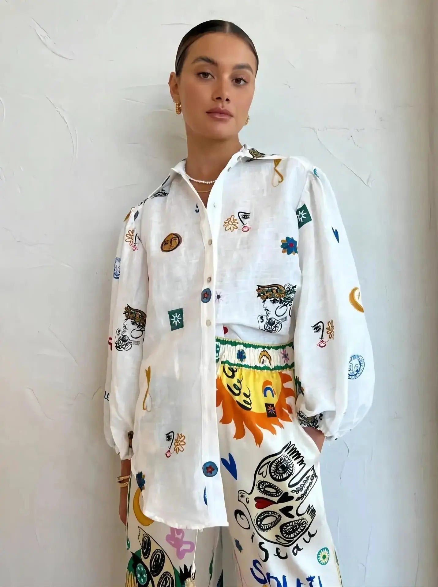 Beach Printed Lapel Shirt Pants Suits - Blade & Thread