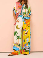 Beach Printed Lapel Shirt Pants Suits nowadaysfashion