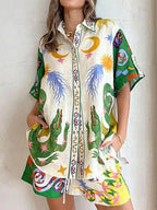 Beach Printed Lapel Shirt Pants Suits nowadaysfashion