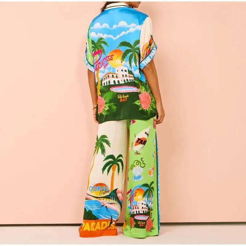 Beach Printed Lapel Shirt Pants Suits nowadaysfashion