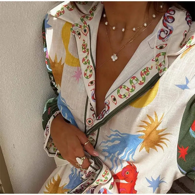 Beach Printed Lapel Shirt Pants Suits nowadaysfashion
