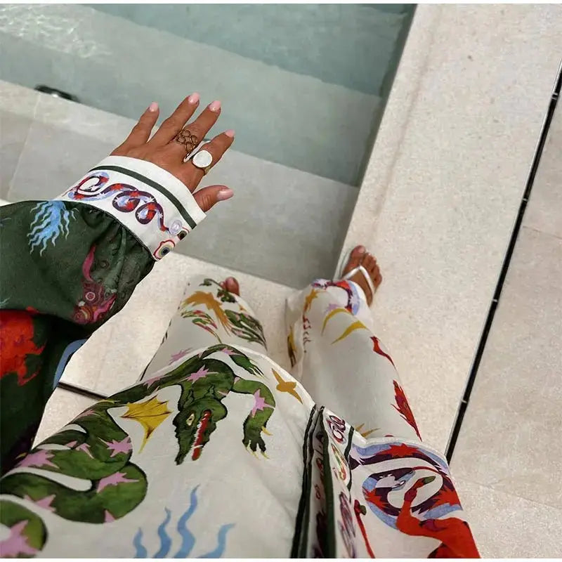 Beach Printed Lapel Shirt Pants Suits nowadaysfashion